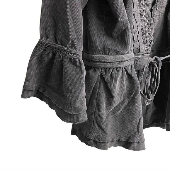 J. JILL Corduroy Wrap Blouse Grey S - Picture 3 of 7